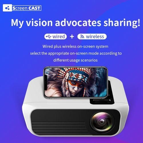 T500 1920x1080 3000LM Mini LED Projector Home Theater, Mobile Phone Version White