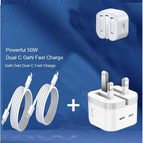 Apple  USB-C 50W Fast Power Adapter With 2 PD Iphone Cables,  - White,