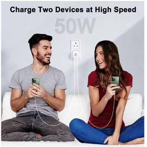 Apple  USB-C 50W Fast Power Adapter With 2 PD Iphone Cables,  - White,
