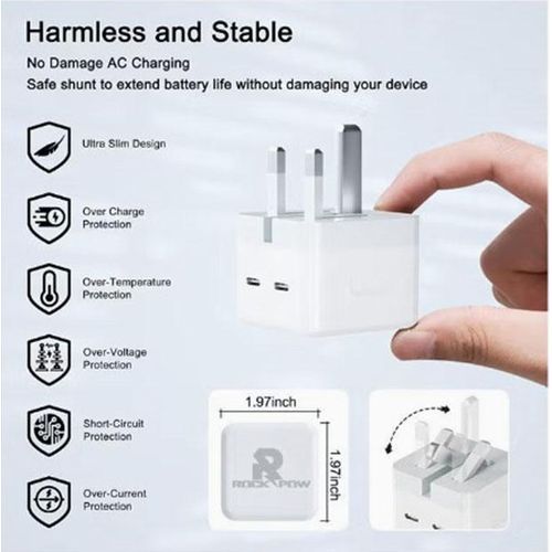 Apple  USB-C 50W Fast Power Adapter With 2 PD Iphone Cables,  - White,