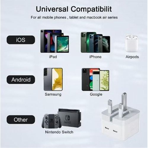 Apple  USB-C 50W Fast Power Adapter With 2 PD Iphone Cables,  - White,