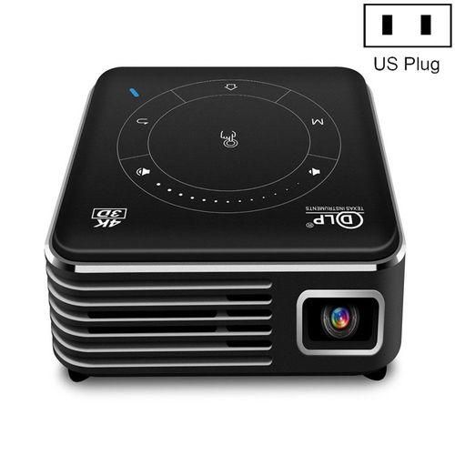 P11 4K HD DLP Mini 3D Projector 4G  32G Smart Micro Convenient Projector, Style:US PlugBlack