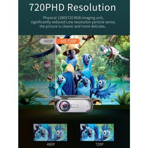 T7i 720P 200 ANSI Home Theater LED HD Digital Projector, Same Screen Version, UK PlugSilver Grey