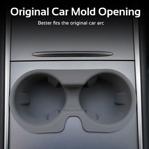 Car Drink Holder For Tesla Model Y 3 Tpe Waterproof Central Control Insert Double Water Cup Bottle Stand Cover Accessories