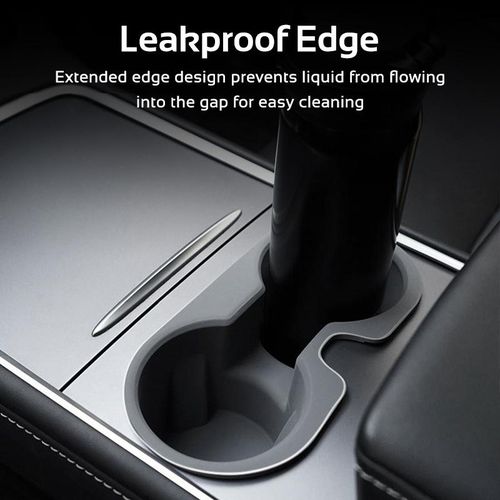 Car Drink Holder For Tesla Model Y 3 Tpe Waterproof Central Control Insert Double Water Cup Bottle Stand Cover Accessories