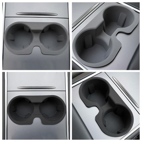 Car Drink Holder For Tesla Model Y 3 Tpe Waterproof Central Control Insert Double Water Cup Bottle Stand Cover Accessories
