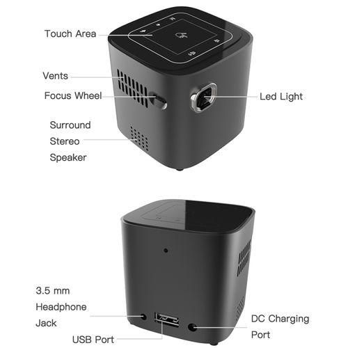 S12 50 ANSI Lumen 1920x1080P Android 7.1 HD Bluetooth 4.1 WiFi Smart 3D Projector, 1G16GBlack