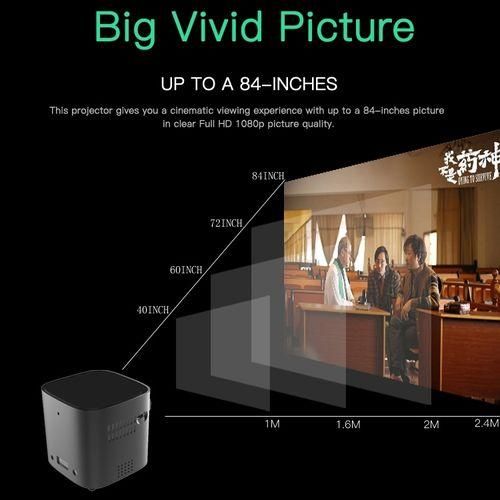 S12 50 ANSI Lumen 1920x1080P Android 7.1 HD Bluetooth 4.1 WiFi Smart 3D Projector, 1G16GBlack