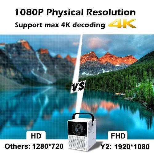 Y2 1920x1080P 100 ANSI Lumens Portable Home Theater LED HD Digital Projector, Touch Control Version, Android 9.0, 2G16G, AU Plug