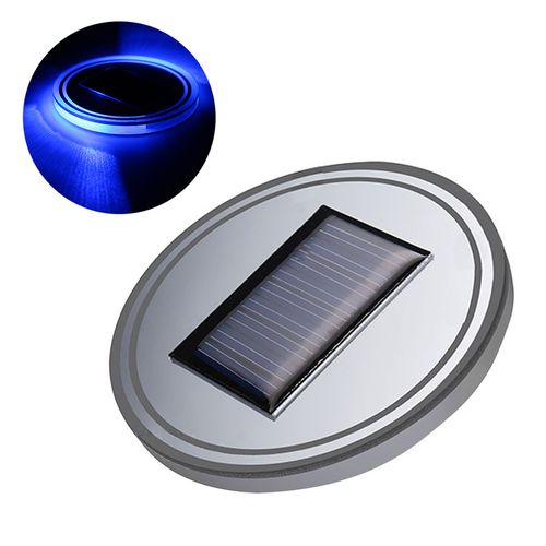Solar Powered Led Car Cup Holder Mat Pad Drink Bottle Coaster With Built-In Light And Sensor Car Interior Decoration Blue