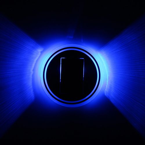 Solar Powered Led Car Cup Holder Mat Pad Drink Bottle Coaster With Built-In Light And Sensor Car Interior Decoration Blue