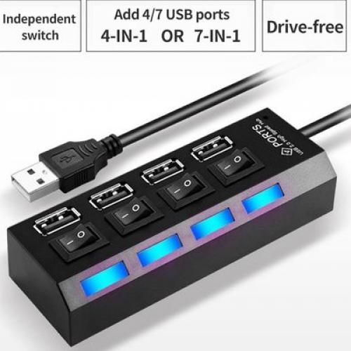 4 in 1 USB Hub with Switch 2.0-Black