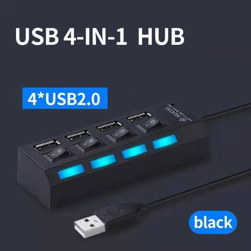 4 in 1 USB Hub with Switch 2.0-Black