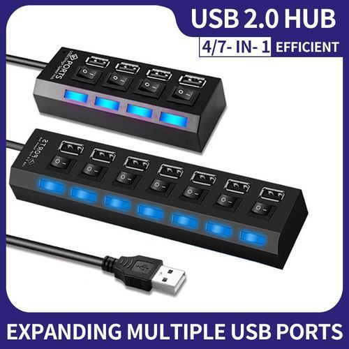 4 in 1 USB Hub with Switch 2.0-Black