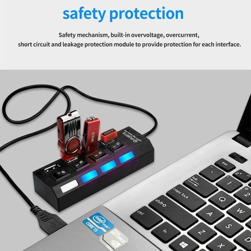 4 in 1 USB Hub with Switch 2.0-Black