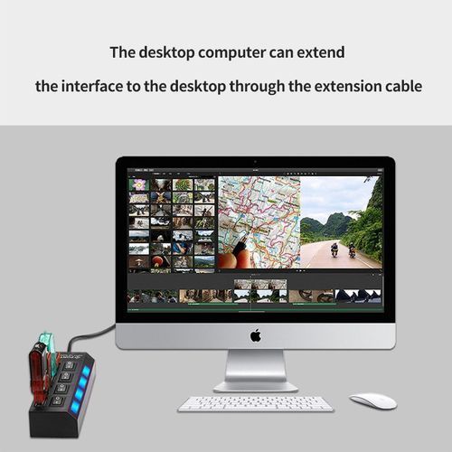 4 in 1 USB Hub with Switch 2.0-Black