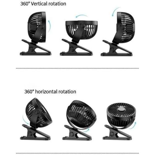 Mini Clip on Fan Battery Operated, 2500mAh 4 Inches Portable Personal Fan for Outdoors-Black