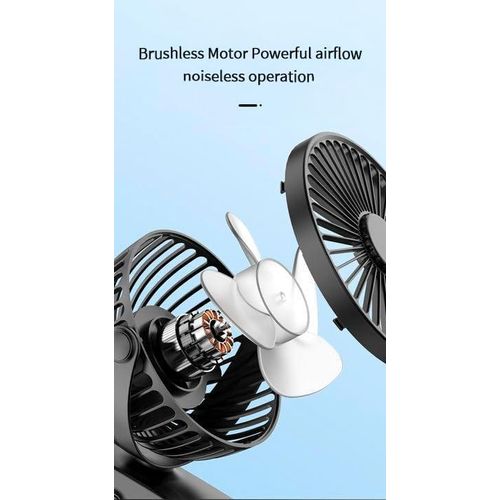 Mini Clip on Fan Battery Operated, 2500mAh 4 Inches Portable Personal Fan for Outdoors-Black
