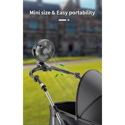 Mini Clip on Fan Battery Operated, 2500mAh 4 Inches Portable Personal Fan for Outdoors-Black