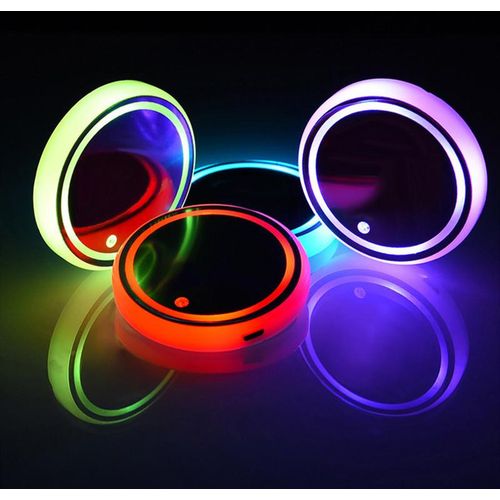 2 Pcs 7 Colors Car Led Cup Holder Light Mats Car Coasters Bottle Atmosphere Light Constellation Backlight Led Cup Holder Pads