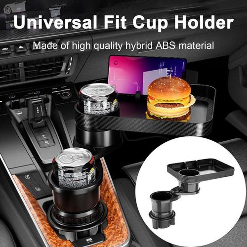 Car Cup Holder Tray Expander 3 In 1 Detachable Food Table Tray With Solid Base 360 Degree Rotate Anti-Slip Auto Drink Holder