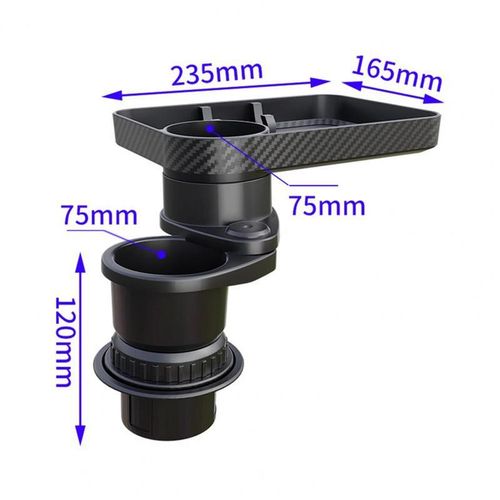 Car Cup Holder Tray Expander 3 In 1 Detachable Food Table Tray With Solid Base 360 Degree Rotate Anti-Slip Auto Drink Holder
