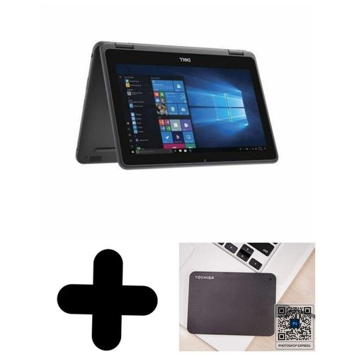 DELL  X360 TOUCH SCREEN,4GB RAM, 128GB SSD + 500GB External Hard disk 11.6" - Black-Refurbished