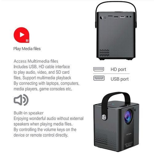 C500 Portable Mini LED Home HD Projector, Style:Basic VersionBlack