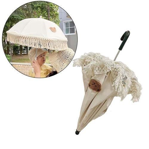 Kids Umbrella Sunshade With Tassel Baby Parasol For Bear Applique