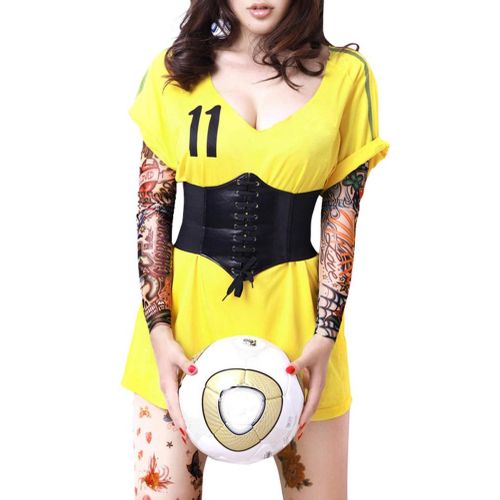 Sexy Women Corset Belt PU Leather Splice Lace-Up Elastic Cincher Wide Waistband Waist Strap NO5124