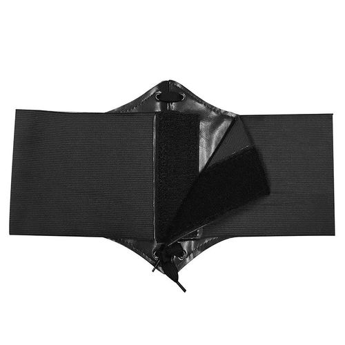 Sexy Women Corset Belt PU Leather Splice Lace-Up Elastic Cincher Wide Waistband Waist Strap NO5124