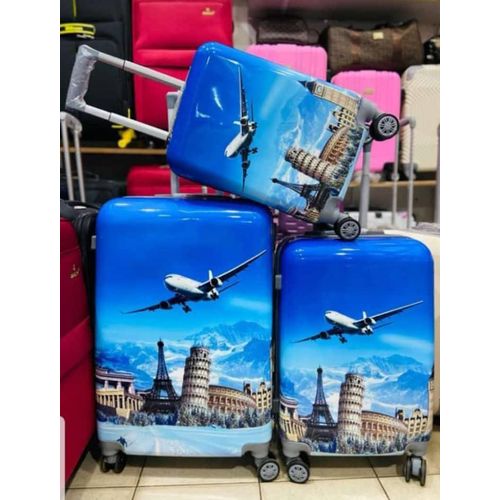 A Set Of 3 In 1 Suitcase It's Has Strong Material Durable It's 8-Wheel Spinner Water Proof It's Extremely Durability It's Used For Traveling, Home Use and Functions It Has Multiple Colours Extremely Durability And Strong Material -Multcolour