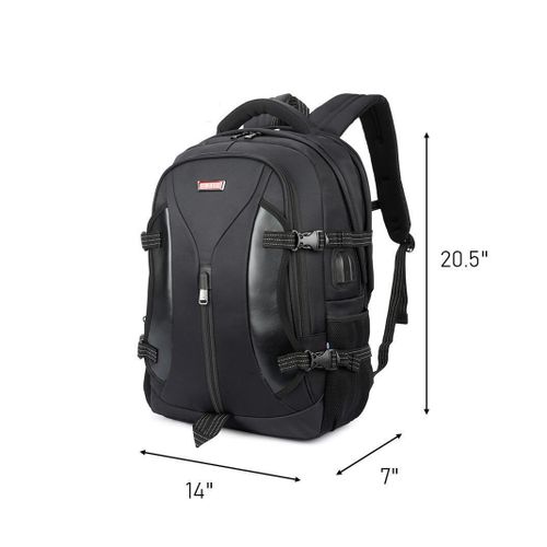 Heavy Duty Anti-theft Laptop Bag With USB Charging Port- Black