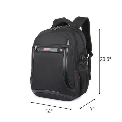 Heavy Duty Anti-theft Laptop Bag With USB Charging Port- Black