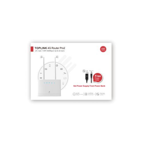 Top TopLink 4GLTE CPE Pro 2, 300Mbps Support All network - White