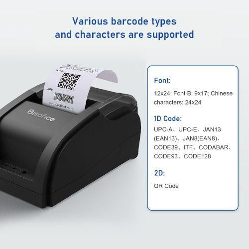 Bisofice Desktop 58mm Thermal Receipt Printer Wired Barcode
