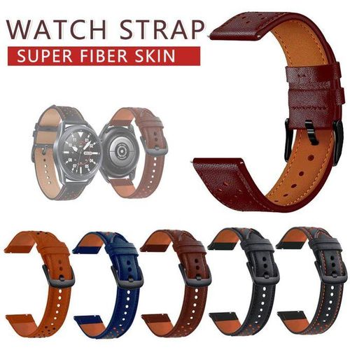 20/22mm Watch Belt Replacement Microfiber Leather Smartwatch Strap Holes Design