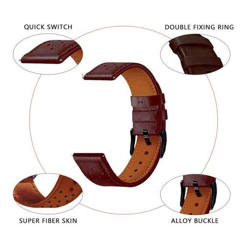 20/22mm Watch Belt Replacement Microfiber Leather Smartwatch Strap Holes Design