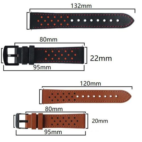 20/22mm Watch Belt Replacement Microfiber Leather Smartwatch Strap Holes Design