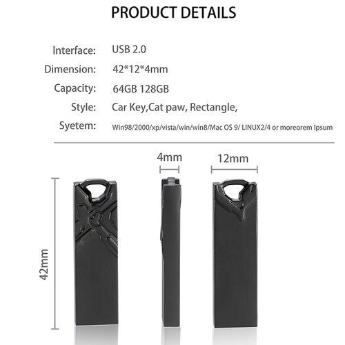 128GB Metal OTG Usb Flash Drive Waterproof 3D Embossment
