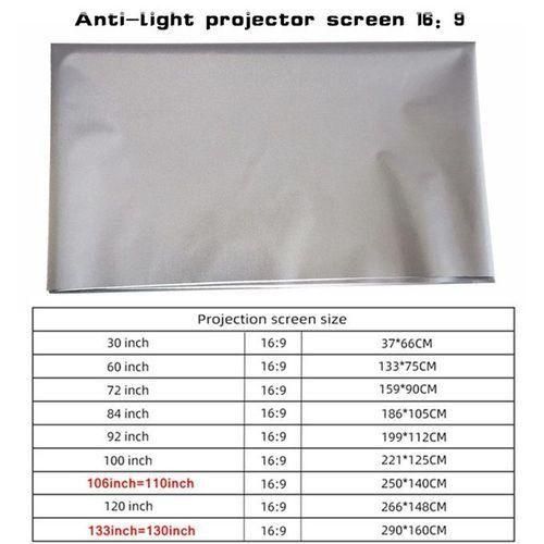 AntiLight Reflective Projector Screen 30130 Inch 16:9 Fabric Cloth Projection Screen