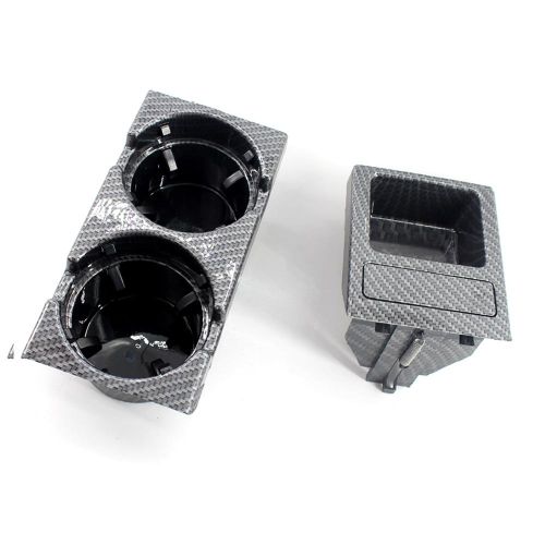 Car Front Center Console Drink Cup Holder + Coin Holder Tray Carbon Fiber Replacement for BMW 3Series E46 1999-2005 NO5137