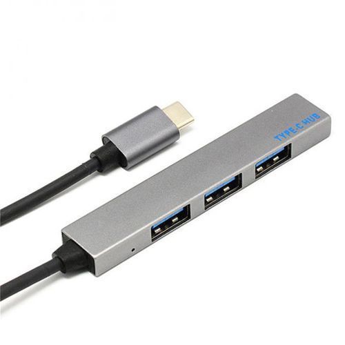 Premium Aluminum 4 Port to USB 3.0 Type C Hub for iMac MacBook Pro - Gray