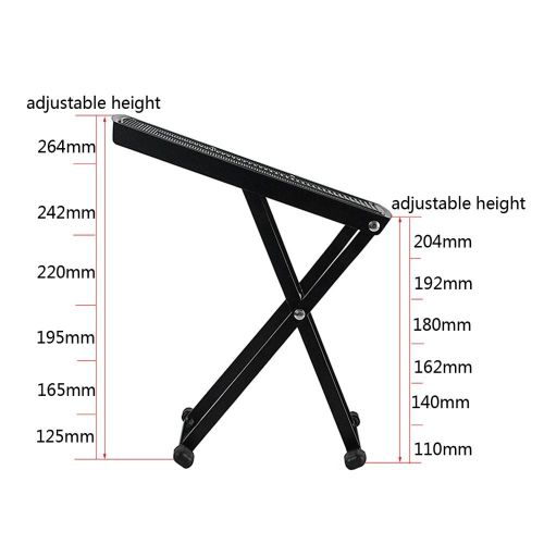 Guitar Pedal Footstool Foot Rest Adjustable Folding Portable Black NO5116