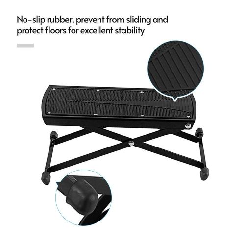 Guitar Pedal Footstool Foot Rest Adjustable Folding Portable Black NO5116