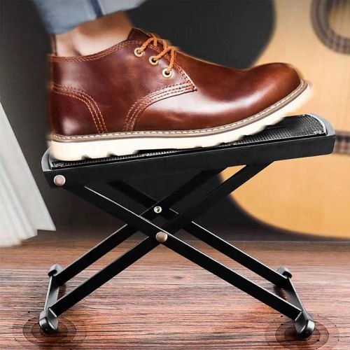 Guitar Pedal Footstool Foot Rest Adjustable Folding Portable Black NO5116