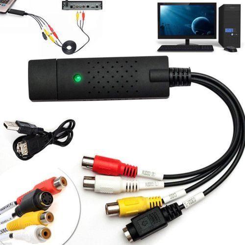 Video Audio Easy Capture Card Adapter VHS to Digital File Converter VHS To DVD HDD TVCard Express USB2.0 Easycap - Black