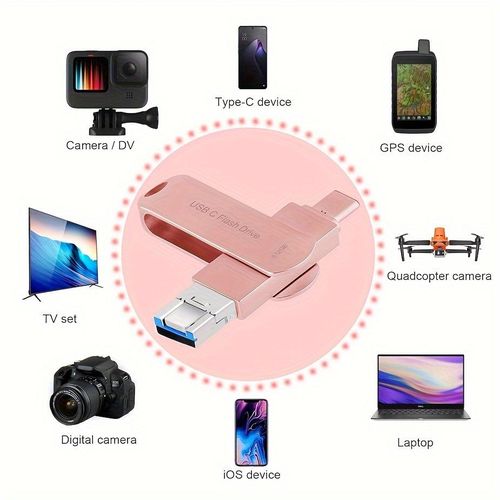 New Upgrade 3-in-1,1TB Large Capacity Three-Interface U Disk, 1TB Large Capacity, USB 3.0 High-Speed Transmission of Photos, Music, Videos and Files. Suitable for iPhone and Computer, Simple Style, Compact and Portable, Durable Metal Case