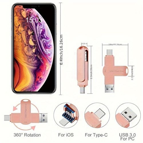New Upgrade 3-in-1,1TB Large Capacity Three-Interface U Disk, 1TB Large Capacity, USB 3.0 High-Speed Transmission of Photos, Music, Videos and Files. Suitable for iPhone and Computer, Simple Style, Compact and Portable, Durable Metal Case