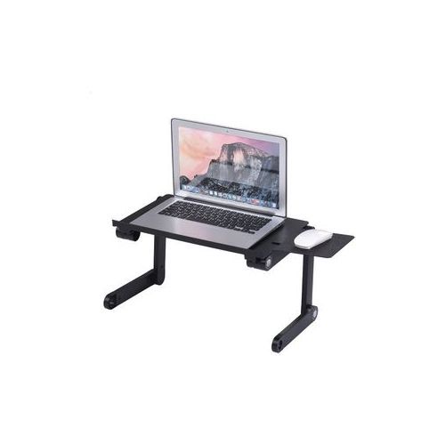 Universal Foldable Laptop Table Stand Adjustable with Mouse Pad,Cooling Fan - Black